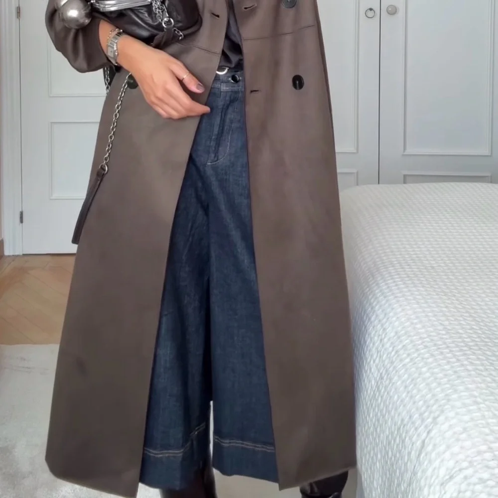 ZARA Dark Indigo Wide-Leg Culotte Pants - Picture 5 of 10
